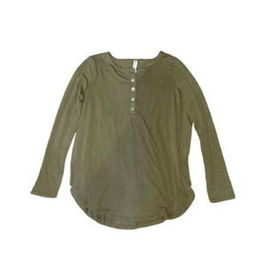 Longsleeve Quarter Buttondown Top - Army Green
